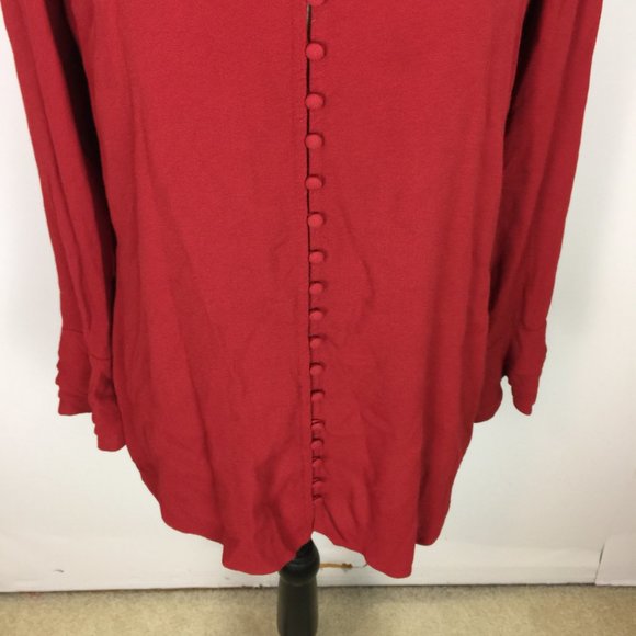 Soft Surroundings Blouse Top Size PS Womans Petite Red Button Front Long Sleeve - Picture 6 of 15
